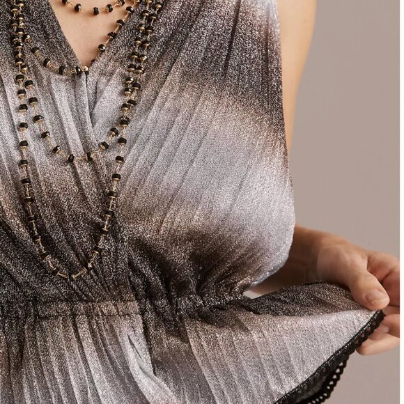 Anthropologie - Let me be Metalic Peplum top - Picture 1 of 5